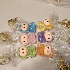 Iridescent Confetti & Clear Bubbles.  Fashion L'abubu Keychain charms
